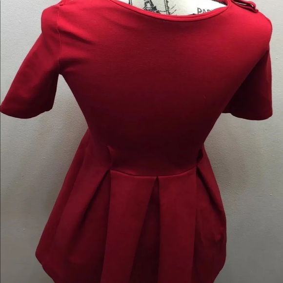 Zara Women Fit Flare Mini Red Dress XS Cotton Made In Portugal - Picture 9 of 10